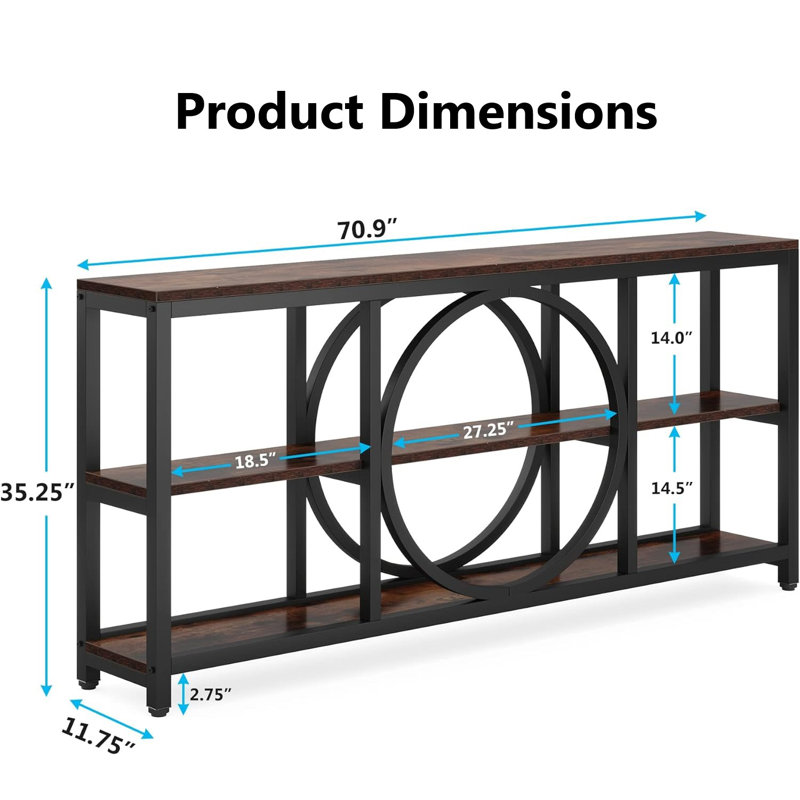 Nunki 70.9'' Console Table, Brown/Black