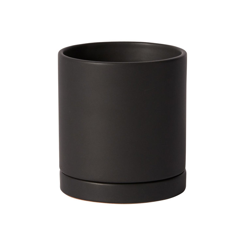 Pot de fleurs en céramique Carlotta, Noir, H 4,75 po x l 4,25 po x P 4,25 po