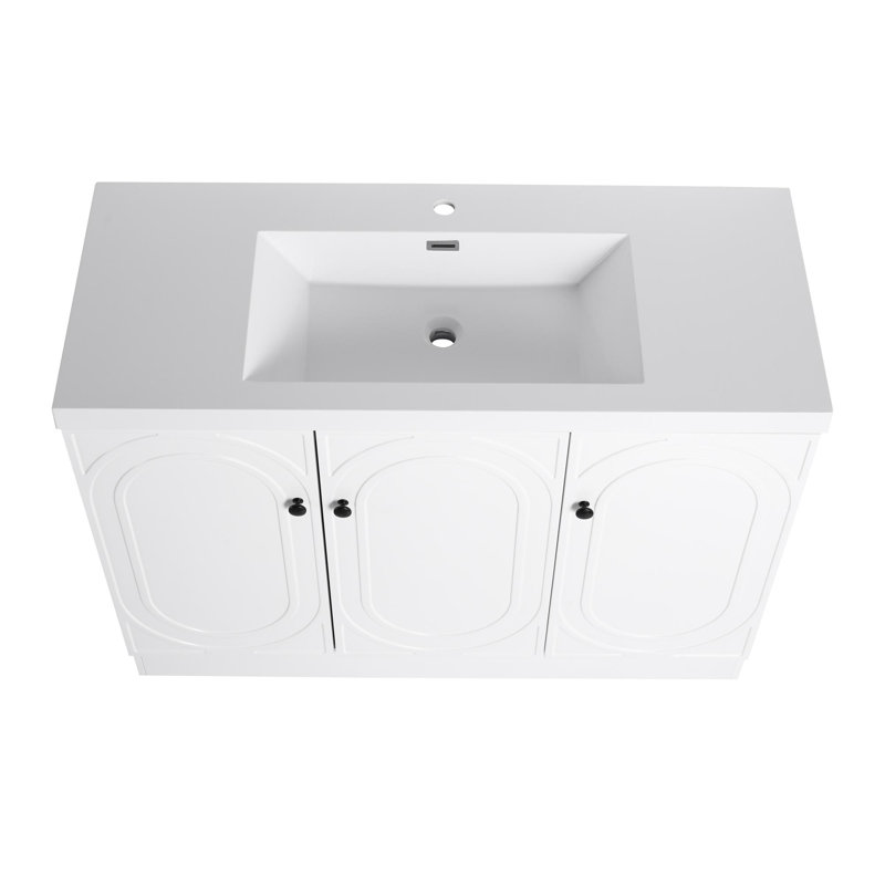 Meuble-lavabo 36 po avec lavabo en résine, Blanc/Noir
