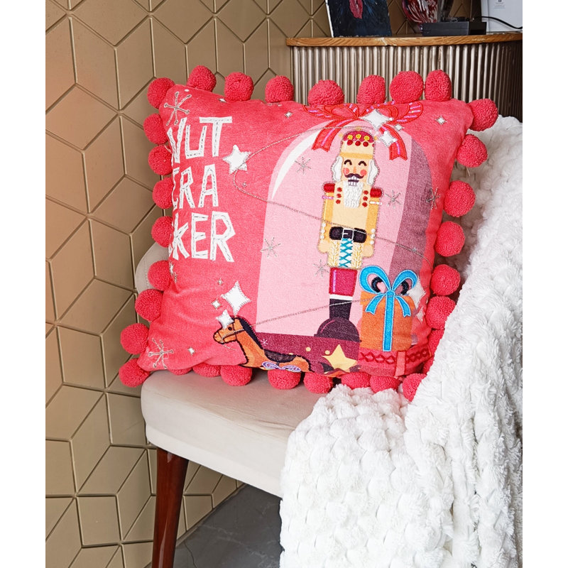 Coussin de Noël Vibhsa, Carré 20 po, Noël rouge