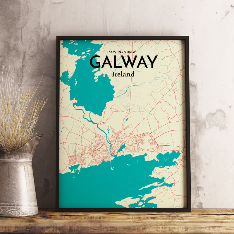 Galway City Map - No Frame Print, 61cm H x 45.7cm W x 0.13cm D