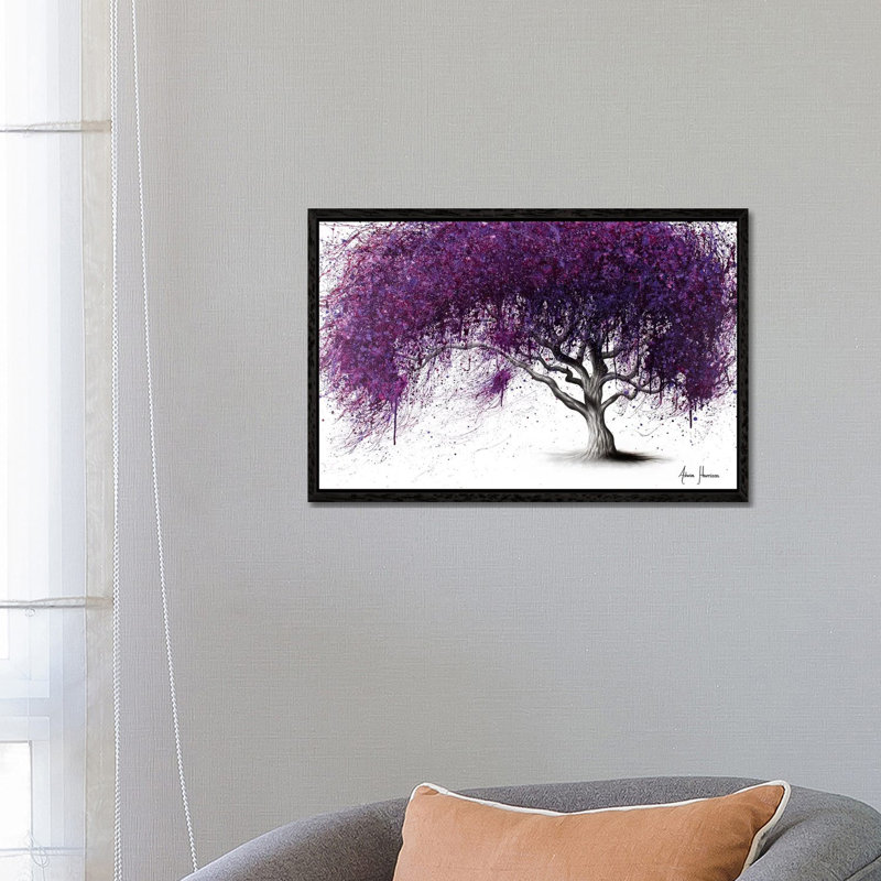 Violet Shadows by Ashvin Harrison - Painting on Canvas, 66.04 cm H x 45.72 cm W, Black Framed