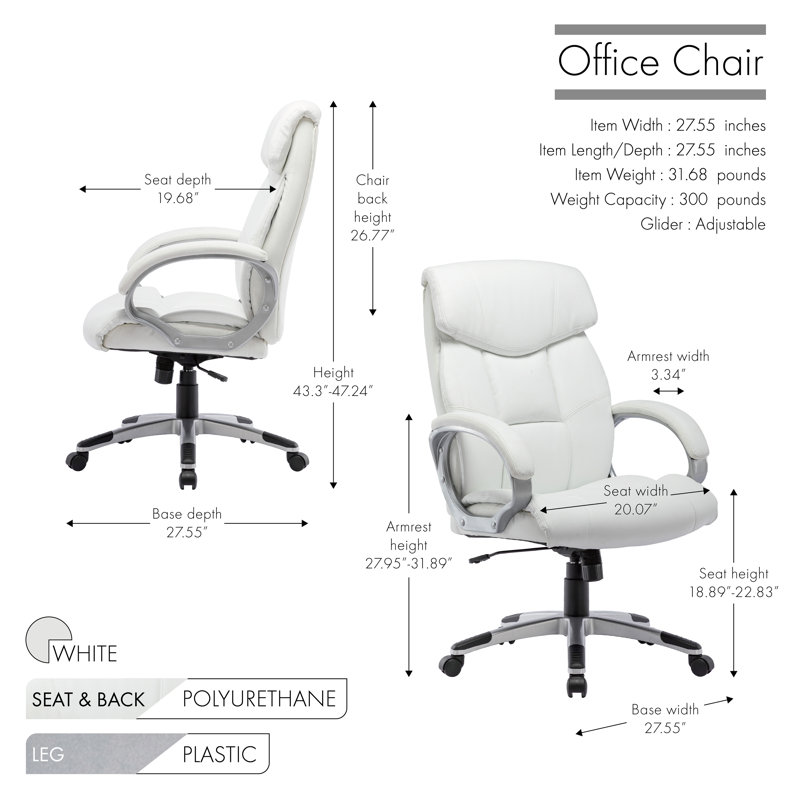 Fauteuil de direction Kalev, Blanc