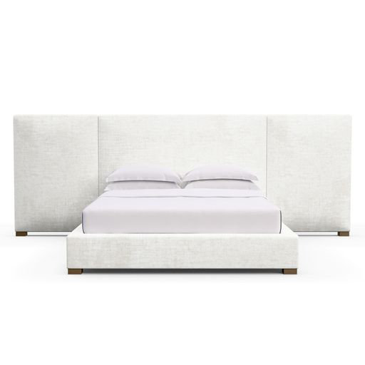Upholstered Bed, Box Weave Linen Black Jack, Weathered, Twin