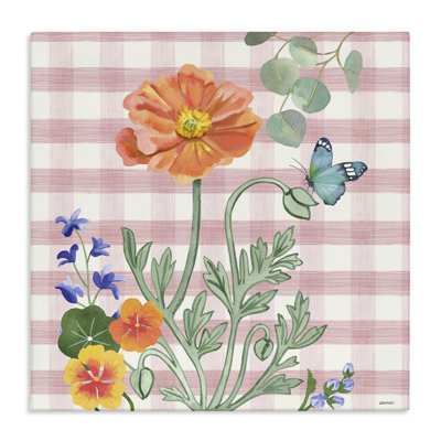 Art mural sur toile Gingham Garden Poppy par Levison Design