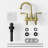 Bathroom Sink Faucet with Pop-up Drain & Supply Hoses Two-Handle 360 Degree High Arc Swivel Spout Centerset 4 Inch Vanity Sink Faucet-110403473
