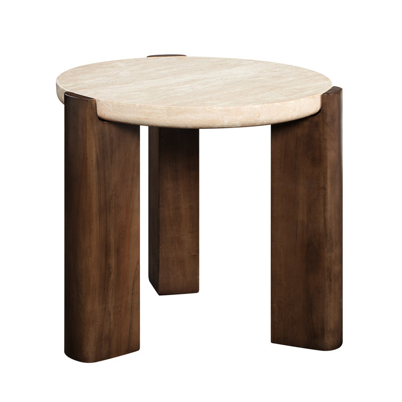 Table de bout en chêne foncé et design contemporain, plateau épais de 50 mm, capacité de 70 lb, couleur crème, dimensions du produit et table de 22 po, charge, principale