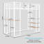 Twin Size, White Iron Bed, Railing, Stairs On Both Sides, Functional, Bedroom, Table Top, Long Service Iron Frame Bed With Built - In Table And Stable Safe For Double Supported Legs, Space Saving