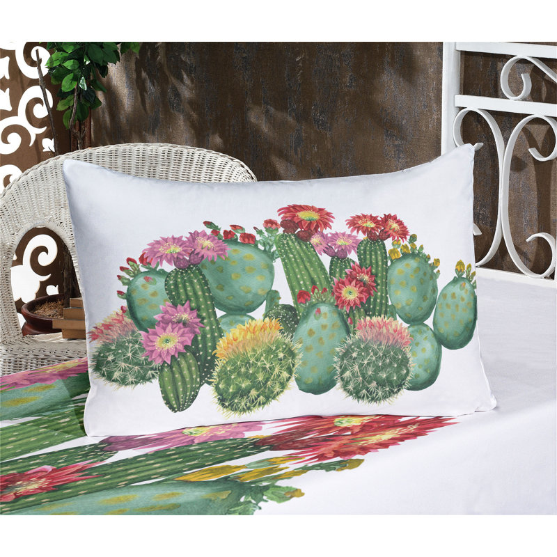 Multicolore ensemble de draps et taies décoratives Ambesonne Cactus, Ensemble de draps pour grand lit + 1 drap-housse +
