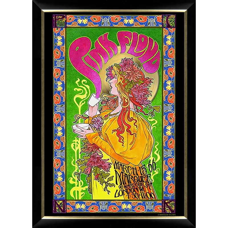 Affiche rose encadrée avec vinyle doré