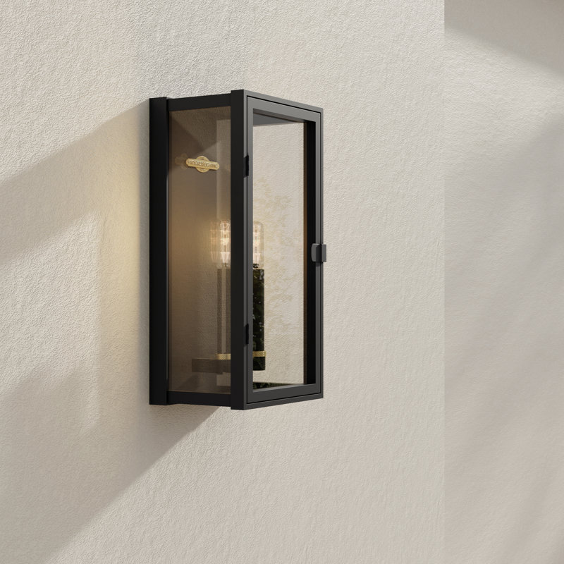 Lanterne murale d'extérieur à DEL intégrée Stature, Noir texturé, H 16 po x l 8 po x P 5,87 po, Deux lumières