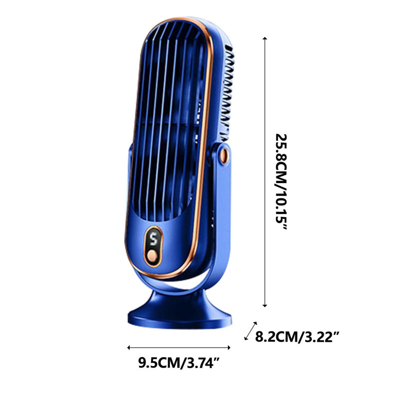 Kbndieu Cold Fan Desktop Portable USB Rechargeable Car Home Brushless Motor Small Fan Shaking Head Fan, Blue