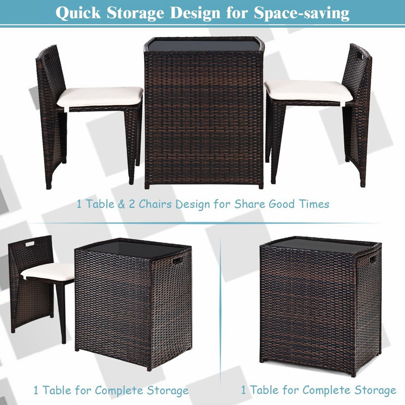 2 - Person Patio Dining Set with Rectangular Table