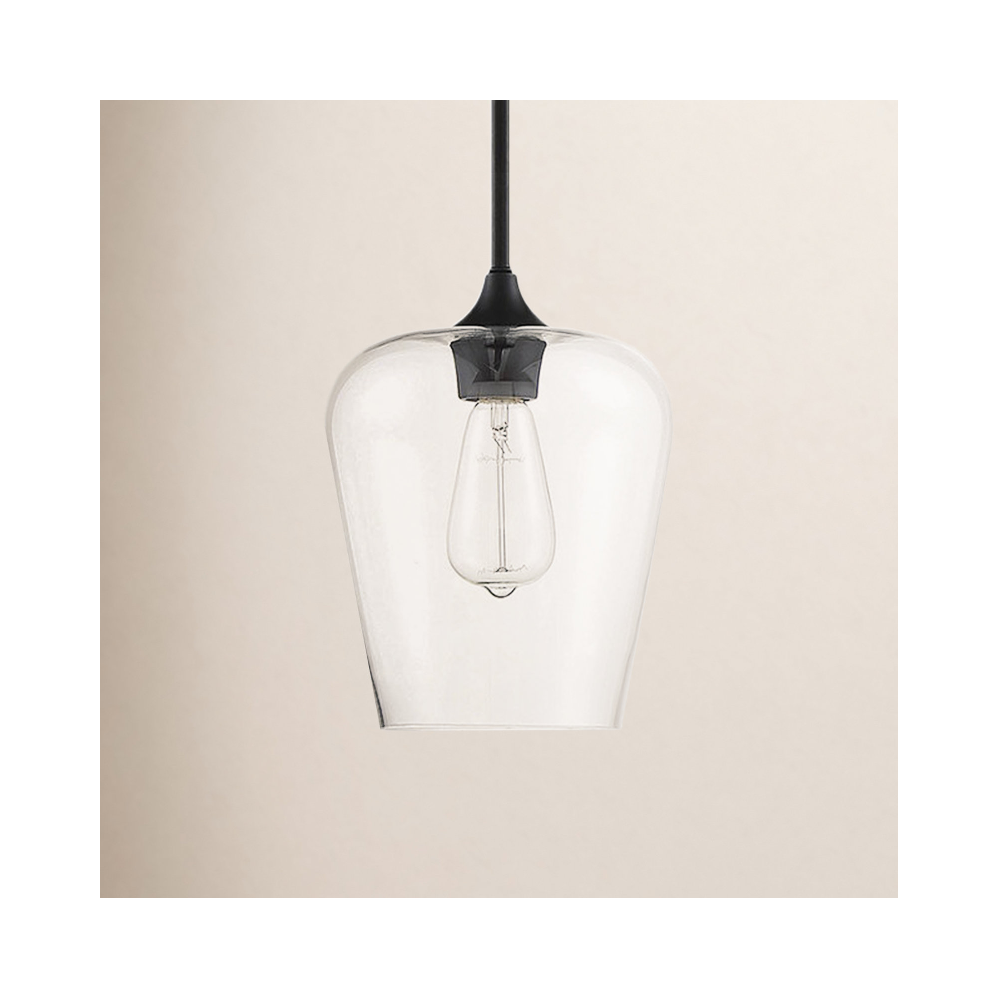 Breena Single Light Glass Steel Dimmable Pendant, White, Matte Black