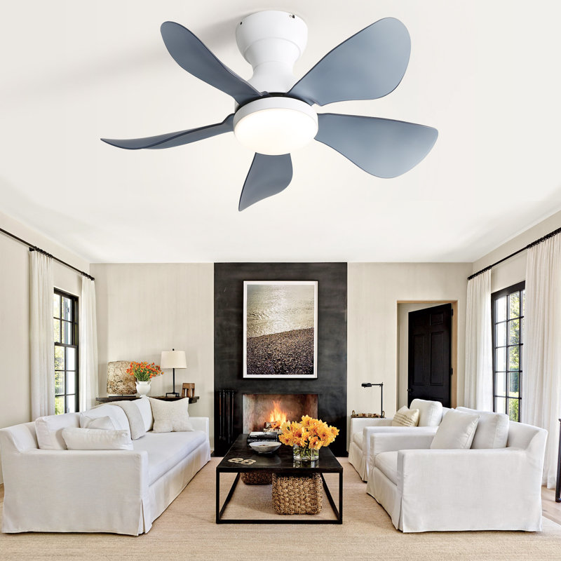 74cm Ceiling Fan with LED Lights, Blue, White