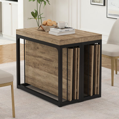 Table de salle à manger moderne extensible de 23,62 po à 118 po, pouvant accueillir 2 à 10 personnes, table de salle à manger en bois peu encombrante pour la cuisine / salle à manger / salon, pour les réunions de famille / fêtes (bois antique)