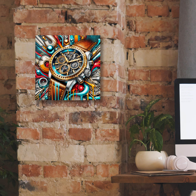  «Abstract Watch» par Rey Klimt, art mural sur toile, 26 po x 26 po, H 12 po x l 12 po x P 0,75 po