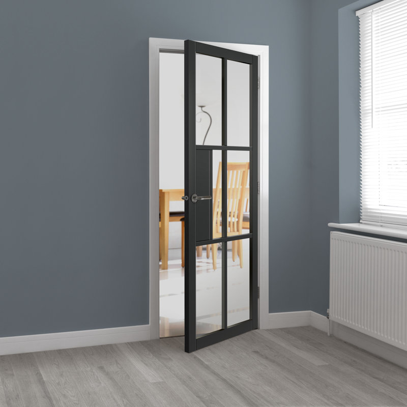 Black Civic Glass Door Prefinished, 198.1 cm H x 68.6 cm W x 3.5 cm D