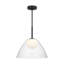 Luminaire suspendu de salle à manger 1 lumière Suma au fini noir minuit avec abat-jour blanc opale gravé-112699558