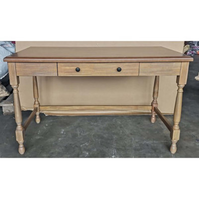 Solid Wood Desk With 1 Drawer And Turned Legs