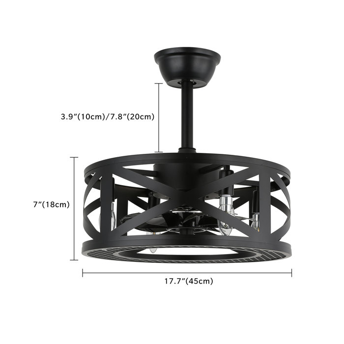 17 Stories 17.72'' Heeter 8 Blades Farmhouse Caged Ceiling Fan with ...