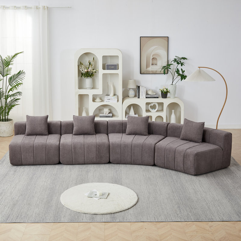 Canapé modulaire Daijha, Gris chenille