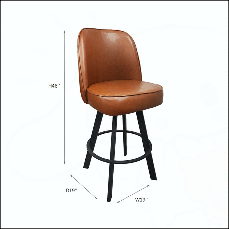 Ensemble de 2 tabourets de bar pivotants avec dossier capitonné et structure en métal, Brown