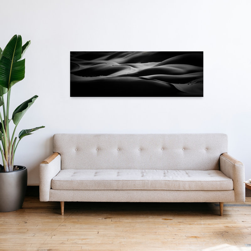 Art mural abstrait contemporain paysage de montagne sec, H 16 po x l 48 po