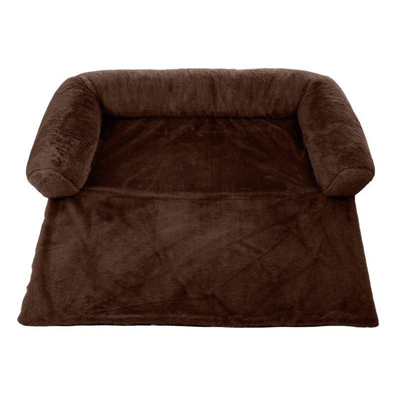 Petmaker 36" Dark Brown Plush Dog Bed with Memory Foam Bolster