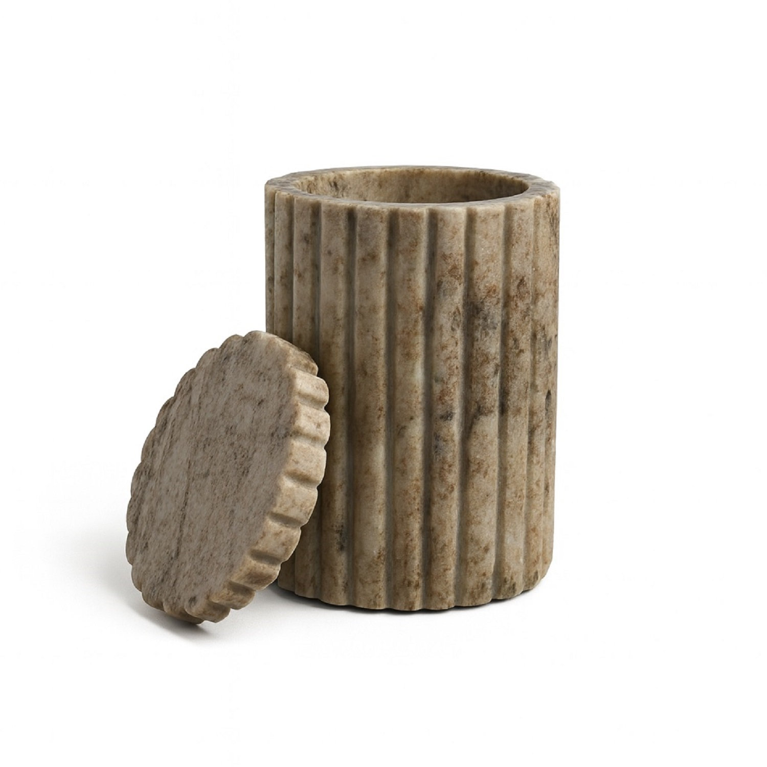 Stoneware Jar, 6" H x 4" W x 4" D, Brown