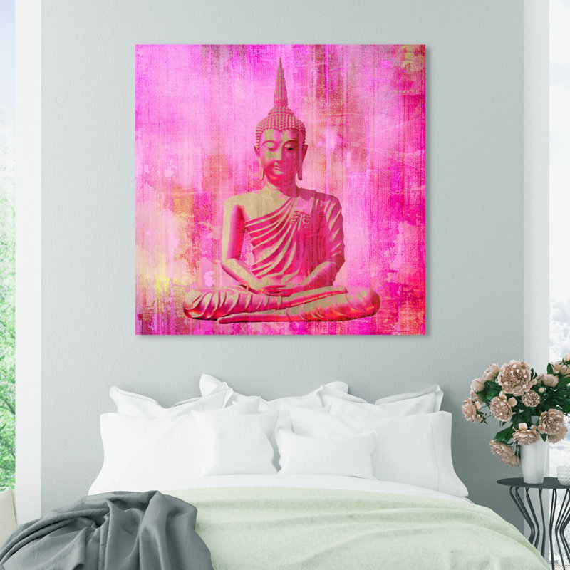 Bouddha rose - impression sur toile tendue, H 20 po x l 20 po x P 1,5 po, Toile tendue