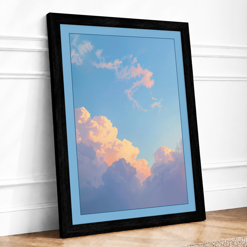 Cloudscape at Golden Hour Minimalist - Framed Print, Black, A3 - 42.0 x 29.7 cm