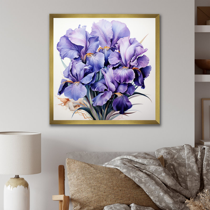 «Mauve Iris Grace II - Iris», art mural, H 36 po x l 36 po x P 1,5 po, Cadre doré simple
