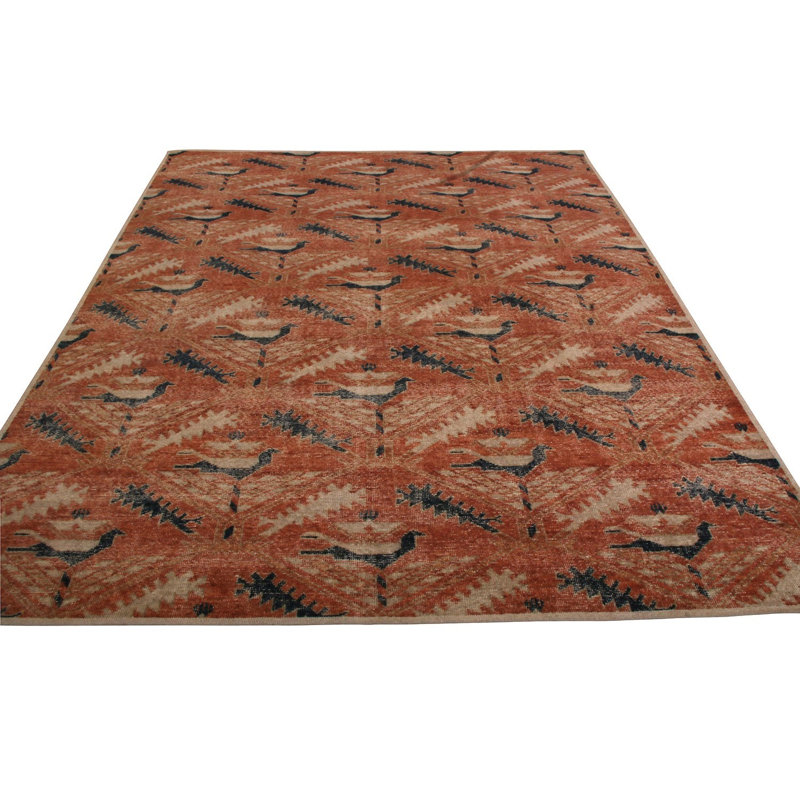Rug & Kilim's Homage Geometric Floral Beige Pink And Blue Wool Custom Rug, Rectangle 8' x 10'