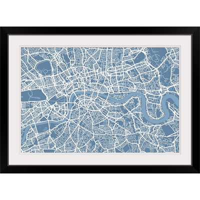 «London Map Art» par Bellen, impression sur toile bleu acier