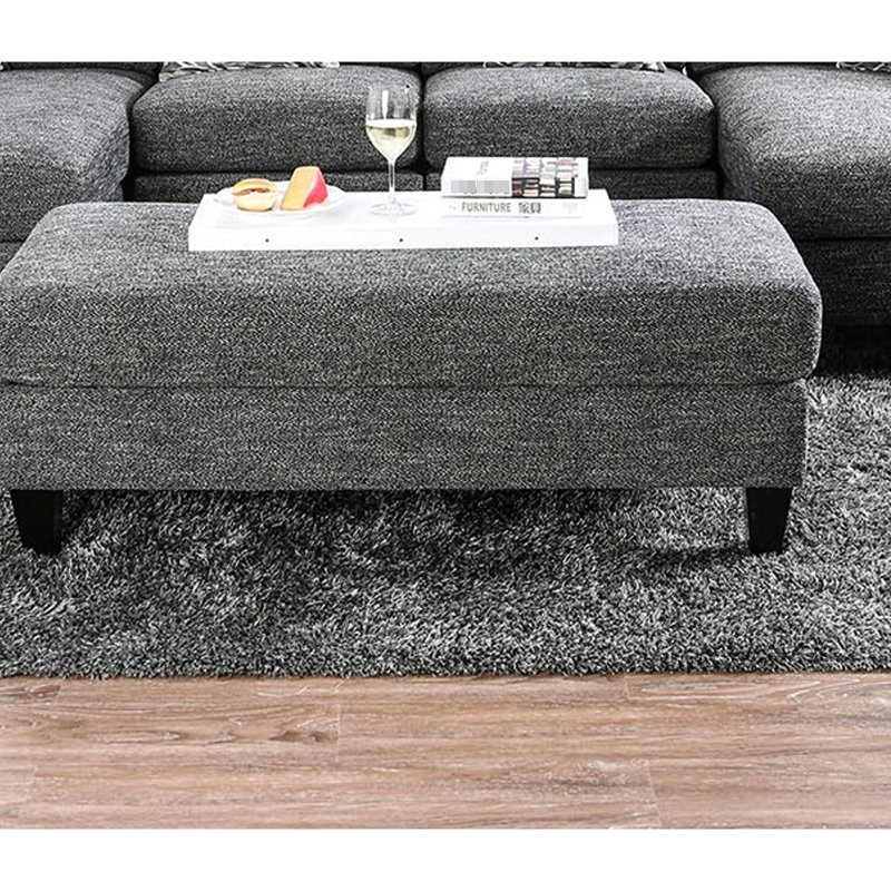 Style transitionnel gris 1pc avec revêtement en chenille, structure en bois massif, pieds tapissés, mousse haute densité et coussins de dossier ajustés pour le salon en tissu, coussins
