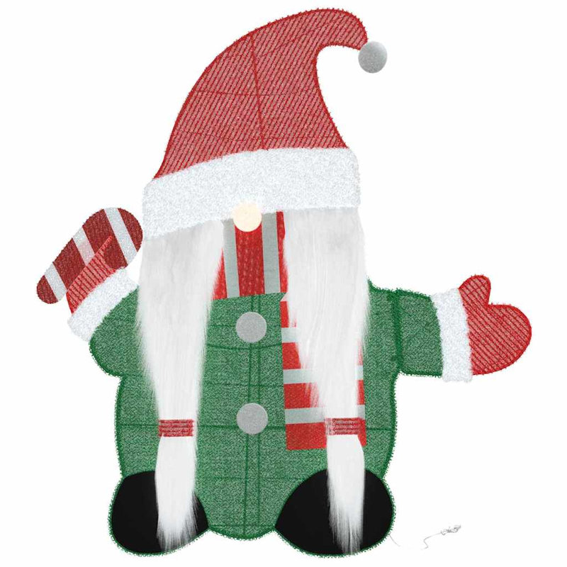  Lighted Gnome Warm White 64 X 71 Cm Tinsel Fabric