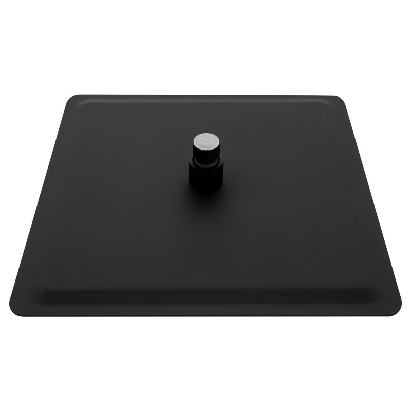 Black Studio Rain Fixed Shower Head, Matte Black