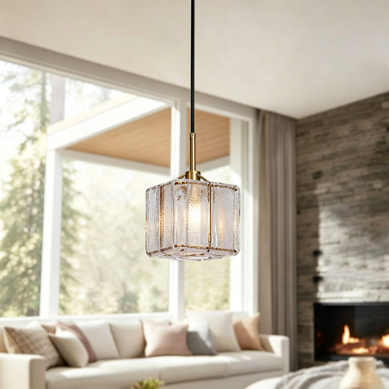 Lustre suspendu en verre à une lumière pour îlot de cuisine, 1 lumière