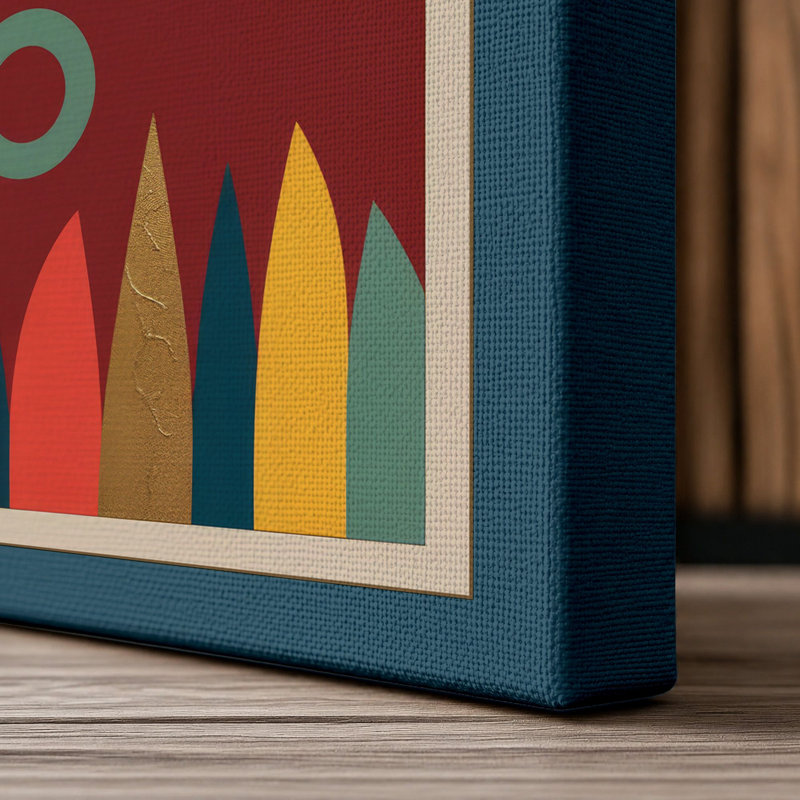 Dragonfly and Circles Boho - Wrapped Canvas, 36x24 - 91.4 x 61.0 cm, Teal Border