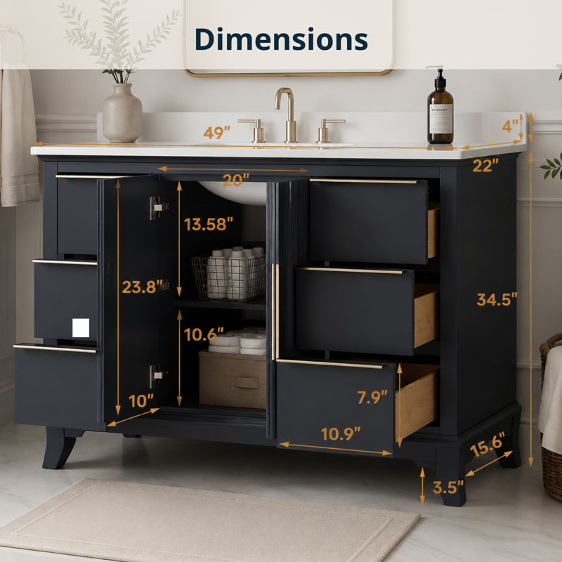  Ensemble de meuble-lavabo double 60 po avec comptoir en pierre blanche 60 po