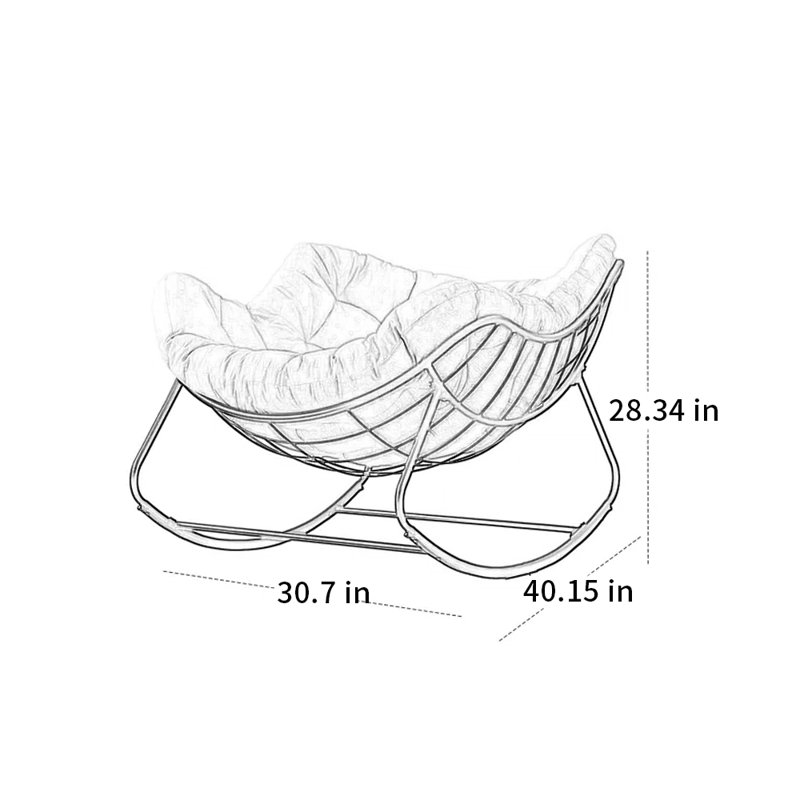 Chaise berçante Lazy Home, Noir, Blanc cassé