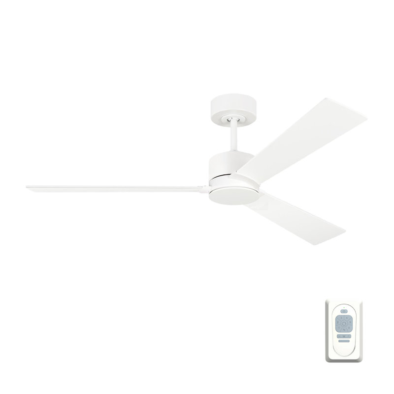 Rozzen Downrod Ceiling Fan, 52", Matte White, Matte White