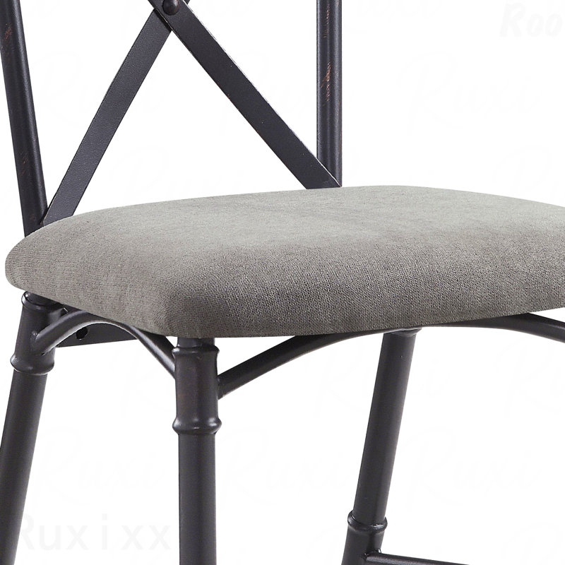 Chaise d'appoint grise et noire sable avec dossier parfait en forme de X (ensemble de 2)
