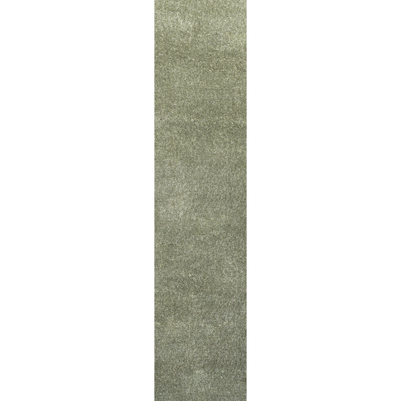 Aricel Solid Low-Pile Green Rug, Runner 2' x 10'