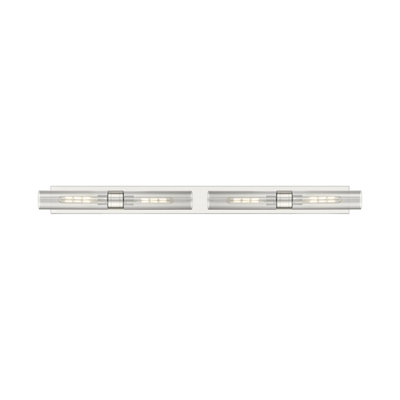 Éclairage pour meuble-lavabo 4 lumières 51 po Ballston - Maliyah - Finition laiton brossé - Abat-jour blanc rayé