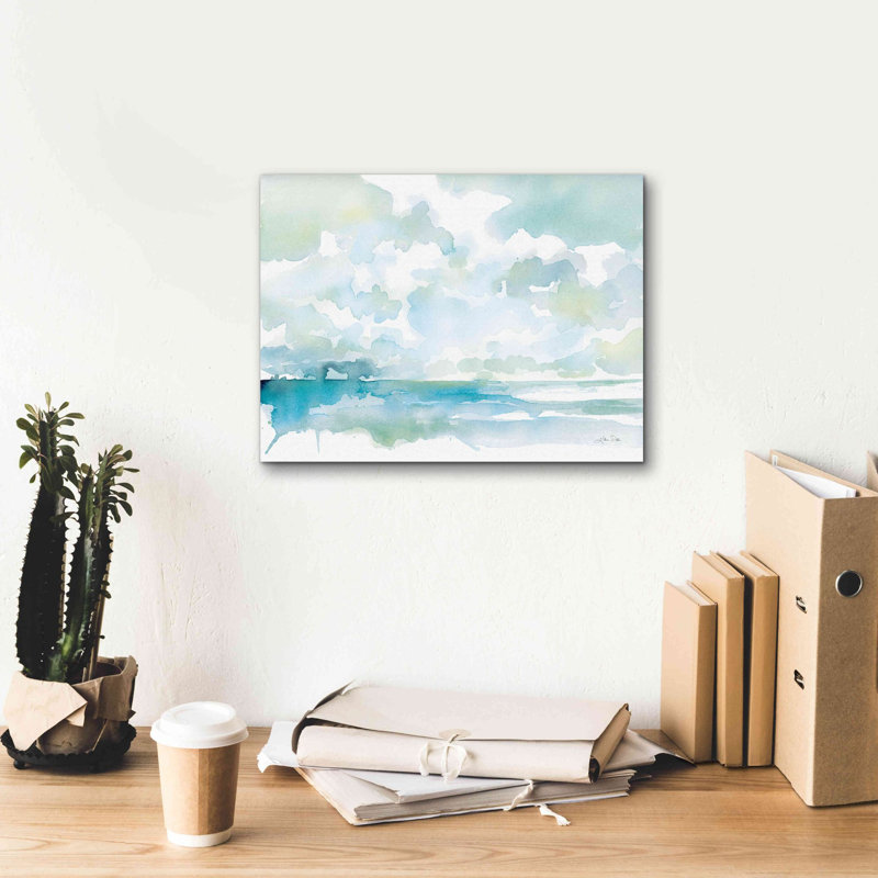 «Ocean Dreaming Pale Blue» par Katrina Pete, estampe numérique sur toile, H 12 po x l 16 po x P 0,75 po