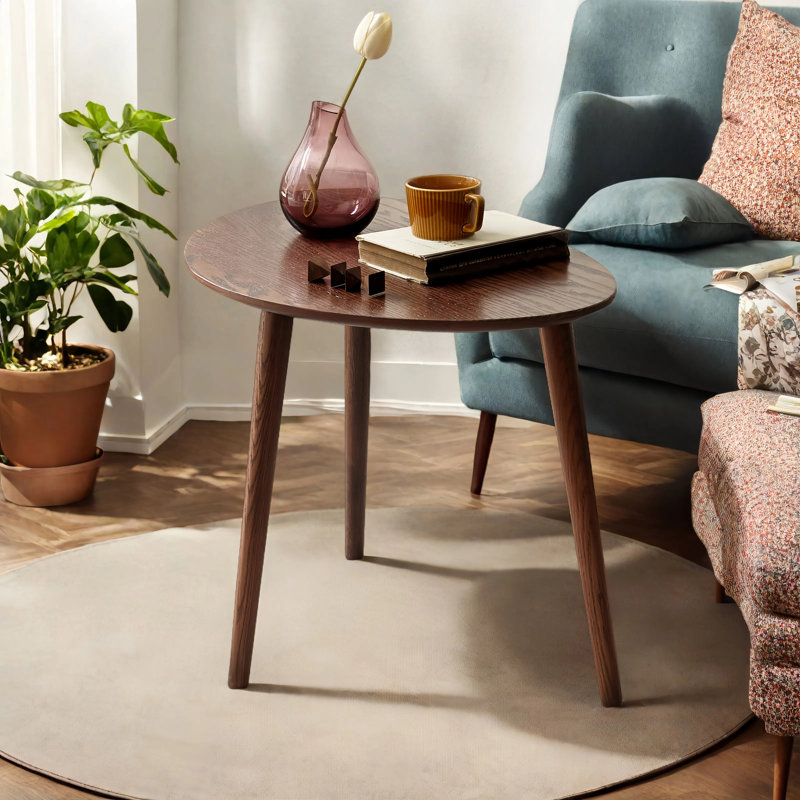 Table basse en bois en forme de galet, H 15,75 po x l 33,46 po x P 22,83 po, Noyer