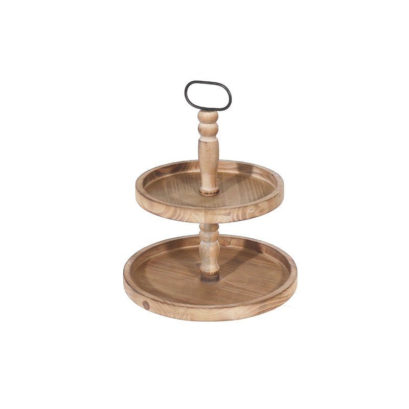 Support rond en bois à 2 niveaux d'IH Casa Casa Decor