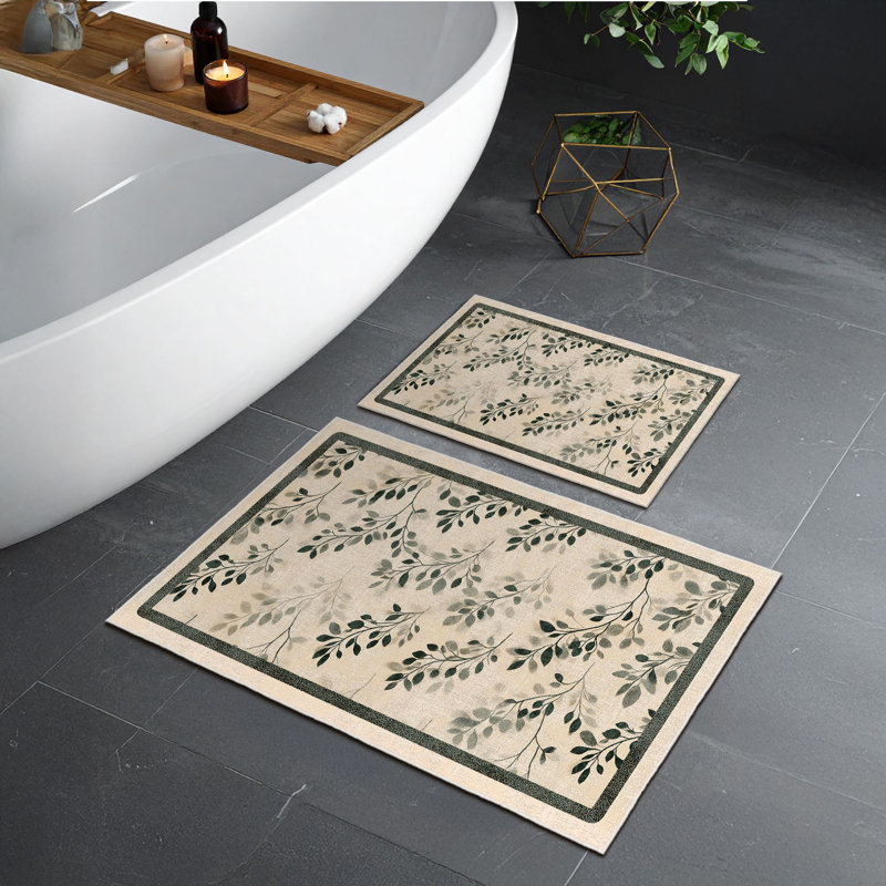 Ultra-Soft Bathmat Set (2 Pieces), Beige, 19.7 x 23.6 inches & 23.6 x 39.4 inches | 100% Polyester, 650 g/m², 0.2 in Pile Height | Non-Slip Dot Base, Machine Washable, Perfect for Bathroom Comfort & Safety
